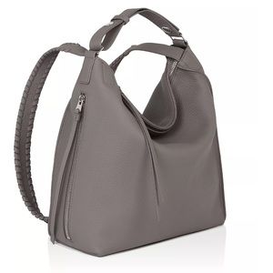 All Saints Gray Leather Backpack
